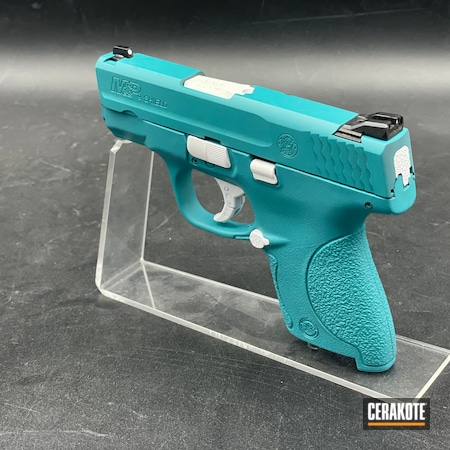 Powder Coating: 9mm,Smith & Wesson M&P,Bright White H-140,Smith & Wesson,M&P Shield,S.H.O.T,Pistol,M&P Shield 9mm,Shield,AZTEC TEAL H-349