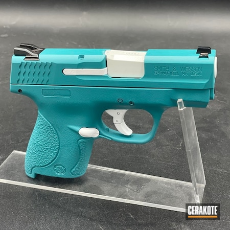 Powder Coating: 9mm,Smith & Wesson M&P,Bright White H-140,Smith & Wesson,M&P Shield,S.H.O.T,Pistol,M&P Shield 9mm,Shield,AZTEC TEAL H-349