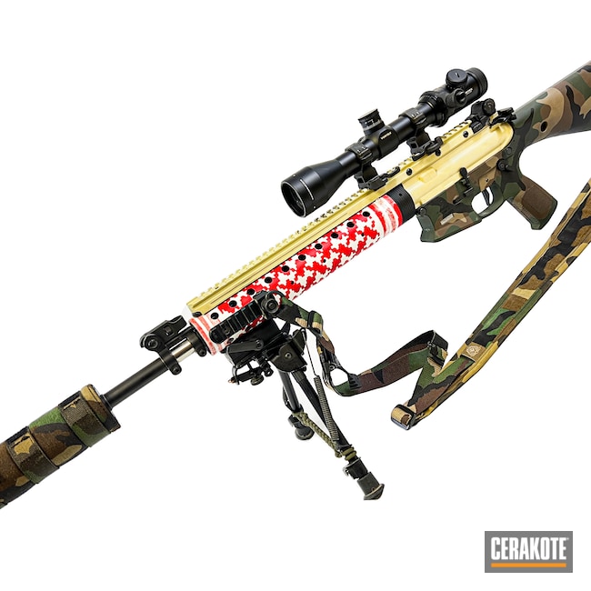 Cerakoted: S.H.O.T,MAGPUL® FLAT DARK EARTH H-267,Woodland Camo,USMC Red H-167,m81 Camo,MAGPUL® O.D. GREEN H-232,M81,Shemagh,Woodland Camo Pattern,Graphite Black H-146,Scarf,Stormtrooper White H-297,M81 Woodland Camo,BENELLI® SAND H-143,AR Rifle,Chocolate Brown H-258