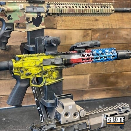 Powder Coating: Hidden White H-242,Patriot Blue H-362,S.H.O.T,Armor Black H-190,Electric Yellow H-166,USMC Red H-167,American Flag,AR-15,Dont Tread On Me,Distressed American Flag