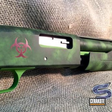 Cerakoted H-168 Zombie Green With H-146 Graphite Black And H-221 Crimson