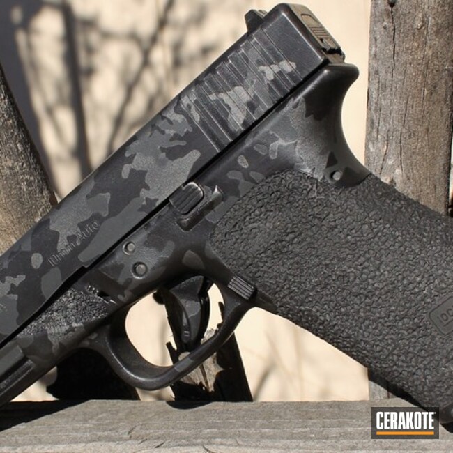 Cerakoted Titanium, Sniper Grey And Blackout Custom Camo Glock