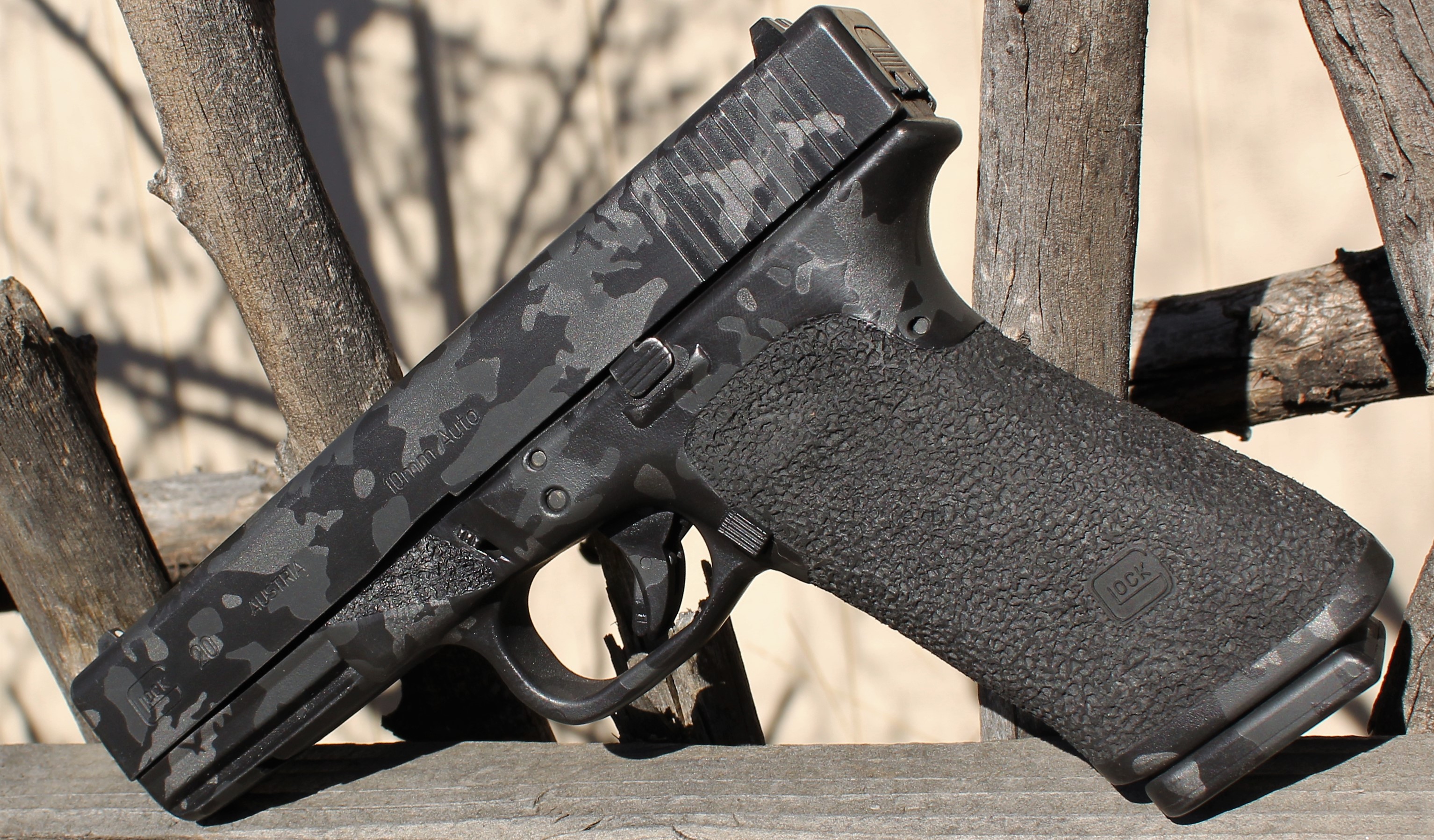 Custom Camo Glock finished with a Titanium, Sniper Grey and Blackout ...