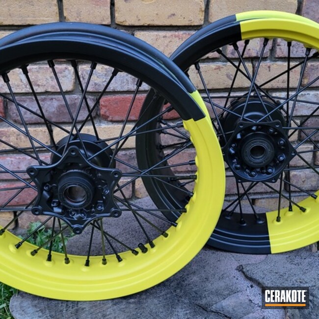 Cerakoted Motorcycle Wheels In H-354, H-359 And E-100