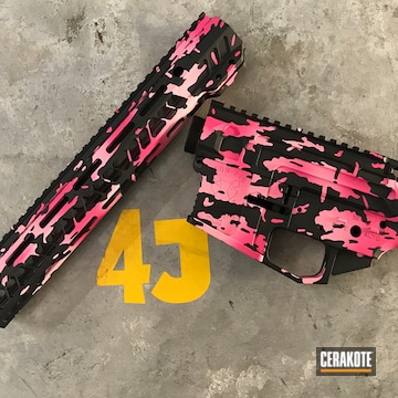Cerakoted Sig™ Pink, Prison Pink And Graphite Black Camo Gun Parts