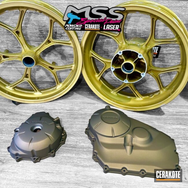 Cerakoted Midnight Bronze And Burnt Bronze Motorcycle Parts