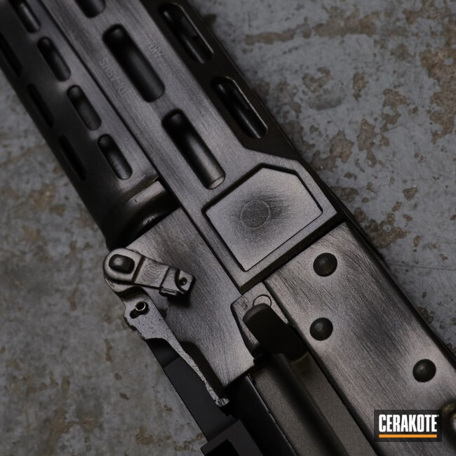 Cerakoted: S.H.O.T,Rifle,BLACKOUT E-100,Distressed,Satin Aluminum H-151,AK Rifle