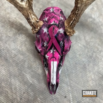Breast Cancer Battleworn Flag Deer Skull