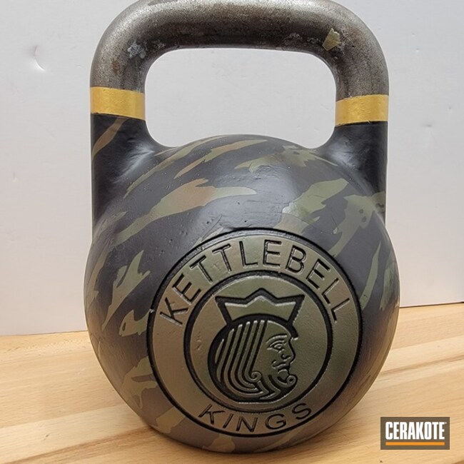 Cerakoted Patriot Brown, O.d. Green, Armor Black And Flat Dark Earth Kettle Bell