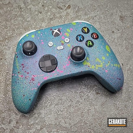 Powder Coating: Xbox,controller,Zombie Green H-168,Splatter,BLACK CHERRY H-319,Xbox Controller,Gamer,Gaming,AZTEC TEAL H-349,Prison Pink H-141