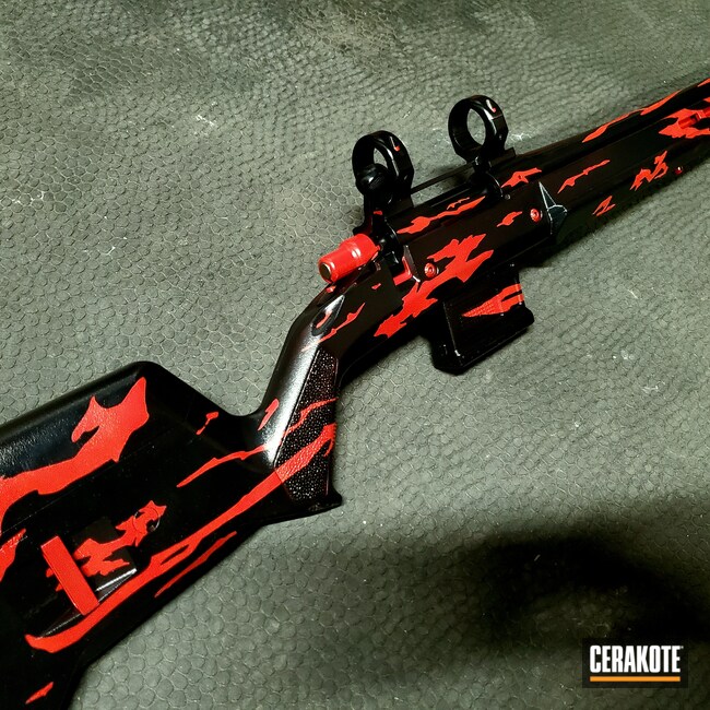 Cerakoted: S.H.O.T,Bolt Action Rifle,Two-Color Fade,Tiger Stripes,MagPul,Two Tone,USMC Red H-167,Remington,Custom Camo,Hunting,FIREHOUSE RED H-216,Hunting Rifle,Gloss Black H-109,Remington 700