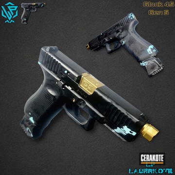 Glock 45 Gen 5 - Black On Black Camo + Robins Egg Blue 