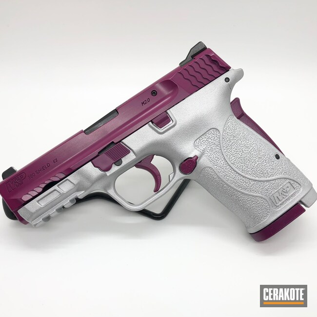 Sangria slide and Satin Aluminum frame on Shield EZ | Cerakote