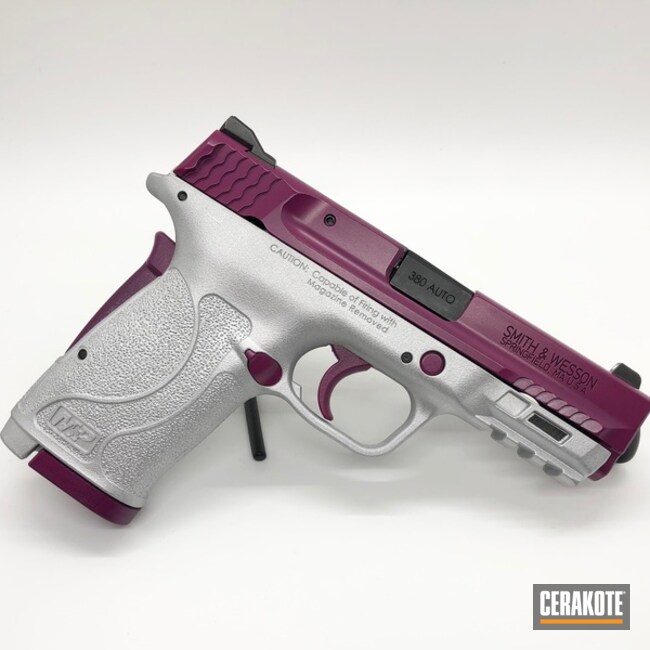 Sangria slide and Satin Aluminum frame on Shield EZ | Cerakote