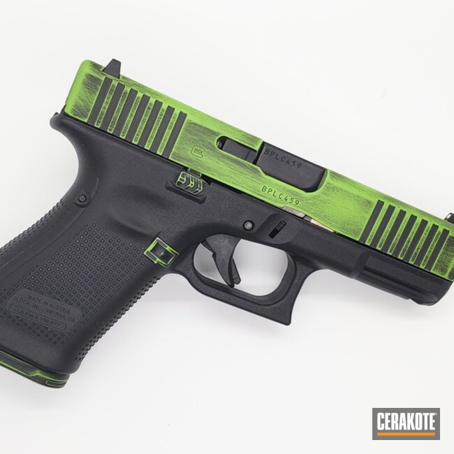 Battleworn Zombie Green On Glock 19 Slide And Controls