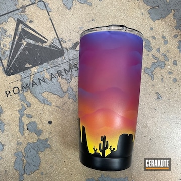 Cerakoted Sig™ Pink, Periwinkle, Tequila Sunrise, Sunflower And Bright Purple Yeti Cup