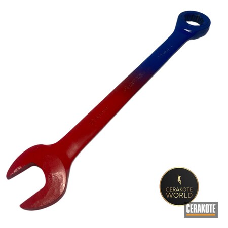 Powder Coating: Tools,Two-Color Fade,Custom Mix,Wrench,Faded,Husky,STOPLIGHT RED C-143,Fade,Tool,BLUE FLAME C-158,Custom