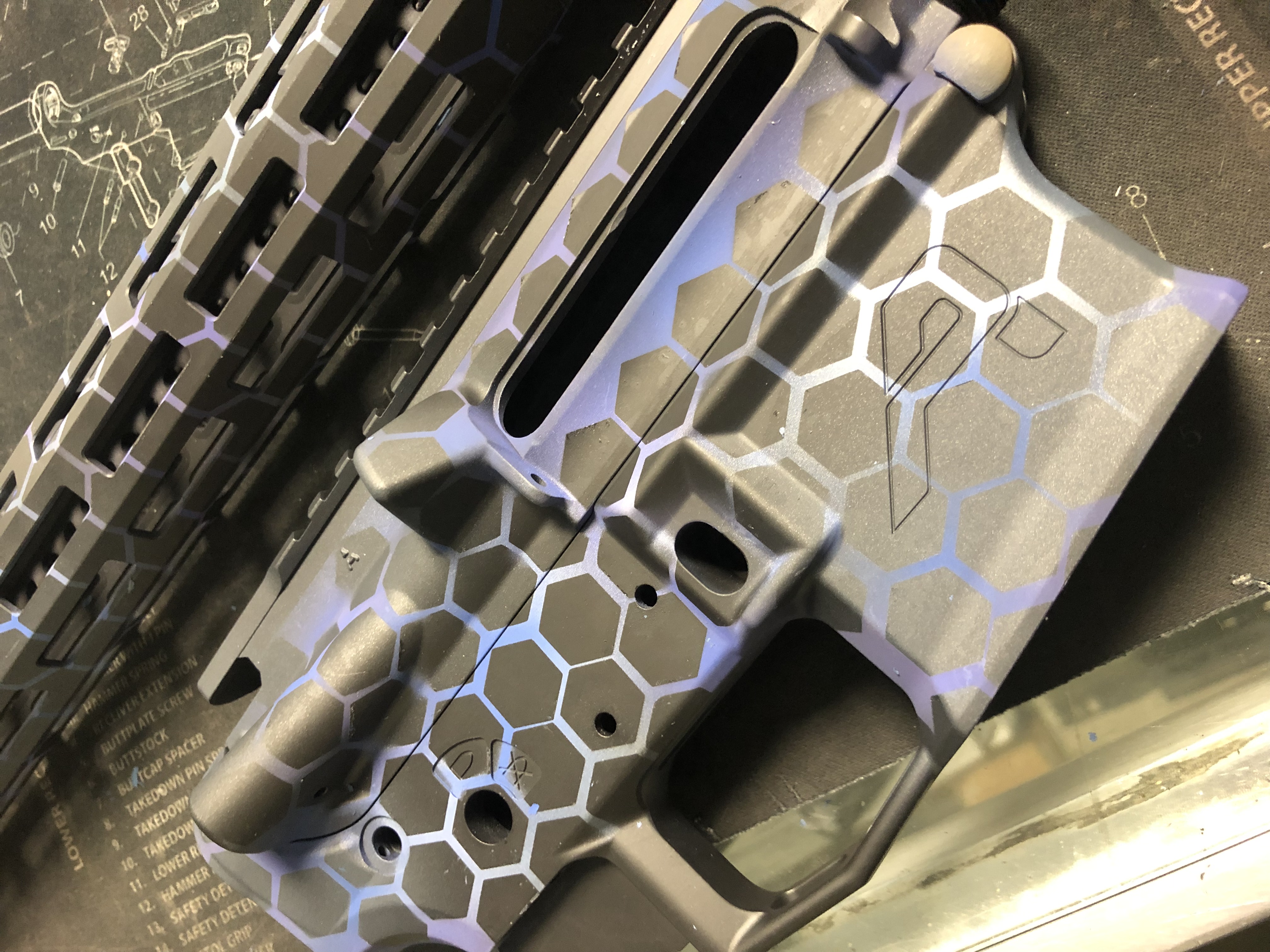 Blue Raspberry Cerakote Hex Camo in a Blue Raspberry, NRA Blue, Graphite Black and Northern ...