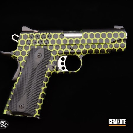 Powder Coating: Graphite Black H-146,1911,S.H.O.T,Pistol,Electric Yellow H-166,Laser Stippled,Hex Camo