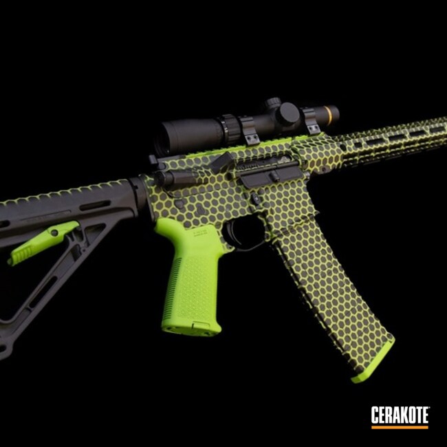 Cerakoted Electric Yellow And Graphite Black Ar Rifle