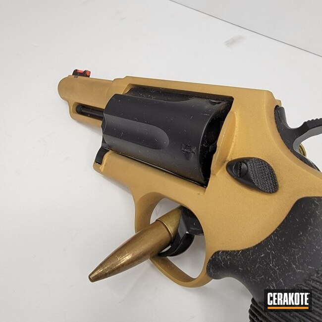 Cerakoted Graphite Black And Gold Revolver