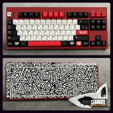 Cerakoted Stormtrooper White, Graphite Black And Firehouse Red Mechanical Keyboard