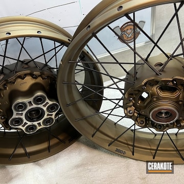 Ducati Multistrada Wheels Customized With Cerakote Burnt Bronze And Graphite Black  