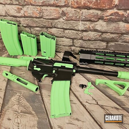 Powder Coating: Graphite Black H-146,Two Tone,S.H.O.T,Palmetto State Armory,Tactical Rifle,AR-15,PARAKEET GREEN H-331