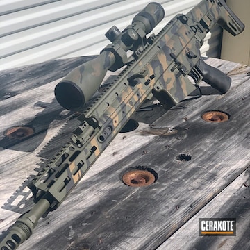 Graphite Black, O.d. Green And Burnt Bronze Woodland Camo Pattern