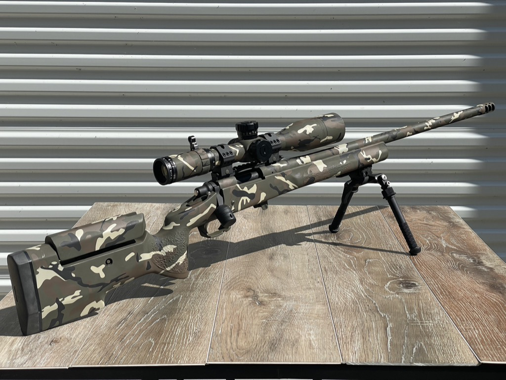 Woodland Camo Rifle & Scope | Cerakote
