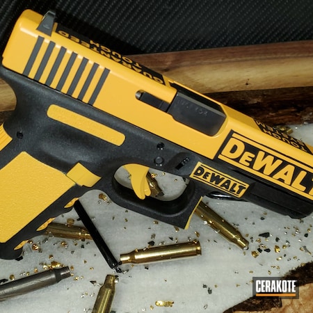 Powder Coating: Graphite Black H-146,Glock,Corvette Yellow H-144,Pistol,DeWalt