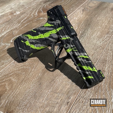 Satin Aluminum, Zombie Green And Graphite Black Custom Stripes On This Kel-tec Pistol