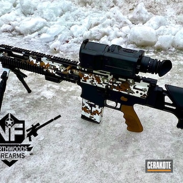 Cerakoted Barrett® Brown, Armor Black, Stormtrooper White, Tungsten And Magpul® Fde Scar With Digi Camo