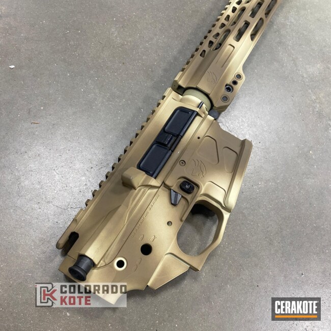 Ar15 In Basic Two Color Desert Hand Camo Using H-199 Desert Sand And H-267 Magpul Fde