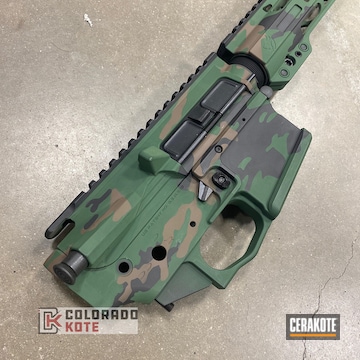 Ar15 In Three Color Green Multicam Using H-200 Highland Green, H-258 Chocolate Brown And H-146 Graphite Black
