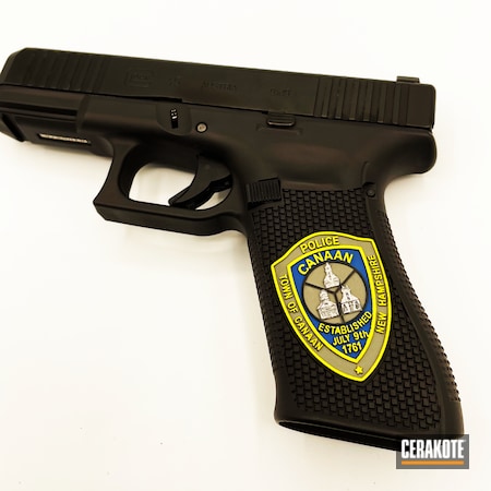 Powder Coating: Laser Engrave,New Hampshire,S.H.O.T,Electric Yellow H-166,Custom Mix,Police Badge,Police Officer,Ridgeway Blue H-220,Police,SPRINGFIELD® FDE H-305,Graphite Black H-146,Color Match,Crushed Silver H-255,Badge,Color Fill,Laser Stippled,Law Enforcement