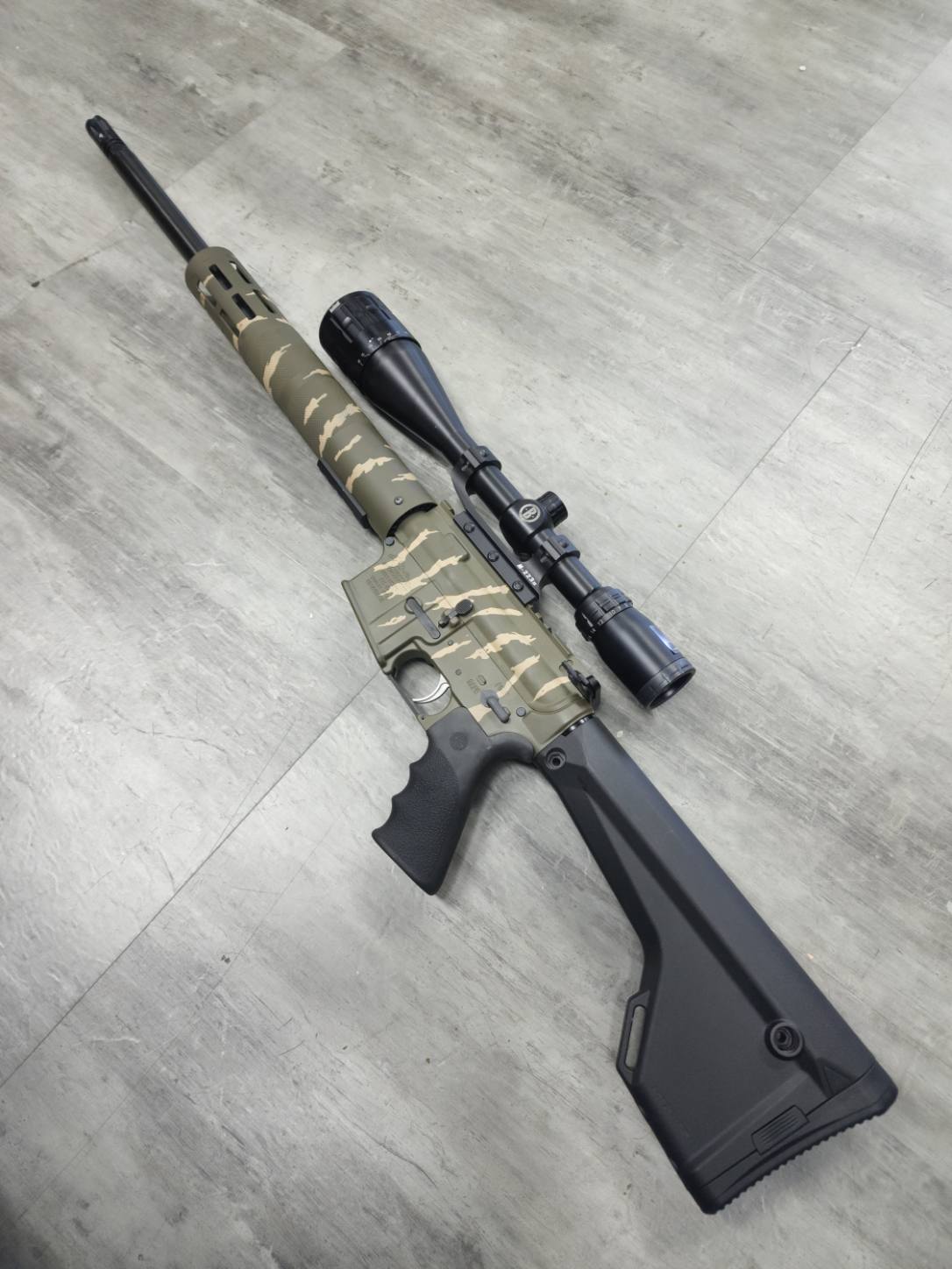 AR Rifle coated with Desert Sand and O.D. Green | Cerakote