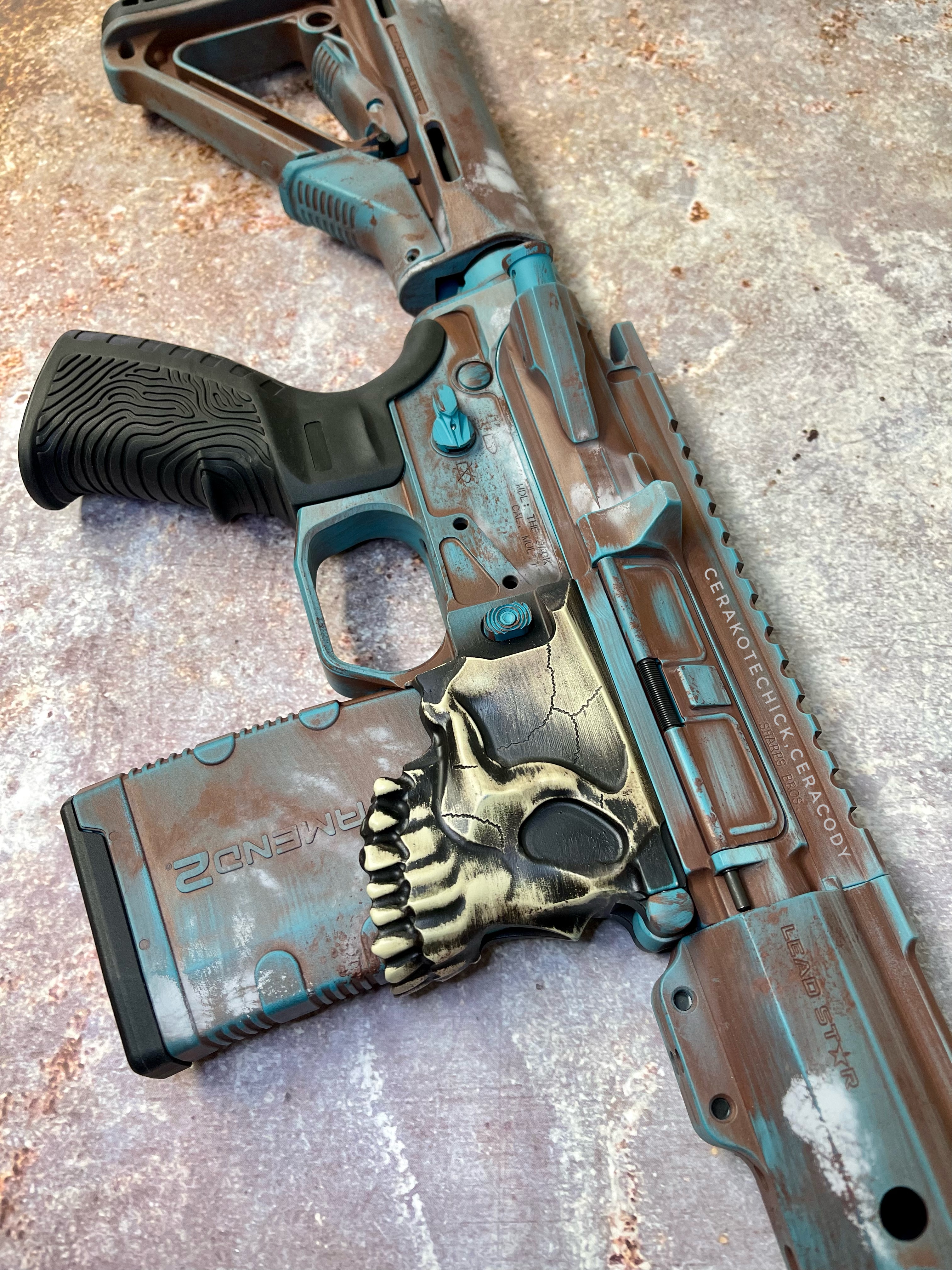 Patina coated with Hidden White, Desert Sand, Chocolate Brown and Aztec ...
