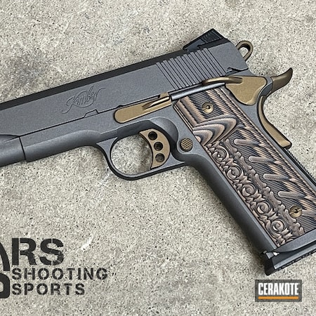 Powder Coating: Kimber,Gun Coatings,Two Tone,1911,S.H.O.T,Handguns,Custom Pistol,Pistol,Kimber Pro Carry II,Tungsten H-237,Burnt Bronze H-148,Kimber 1911