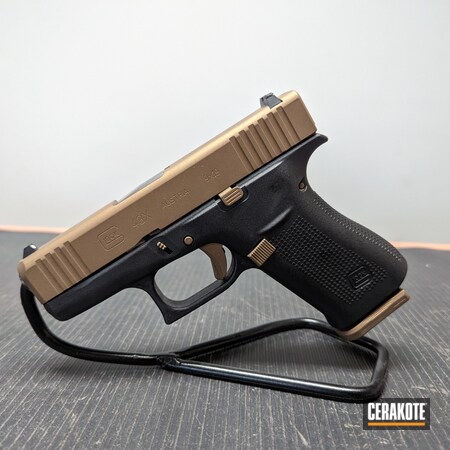 Powder Coating: Glock 43,Glock,S.H.O.T,Pistol,Glock 43X,Burnt Bronze H-148,Custom Glock