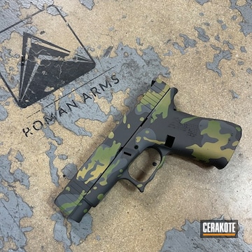 Cerakoted Sig™ Dark Grey, Multicam® Bright Green And Graphite Black Custom Glock