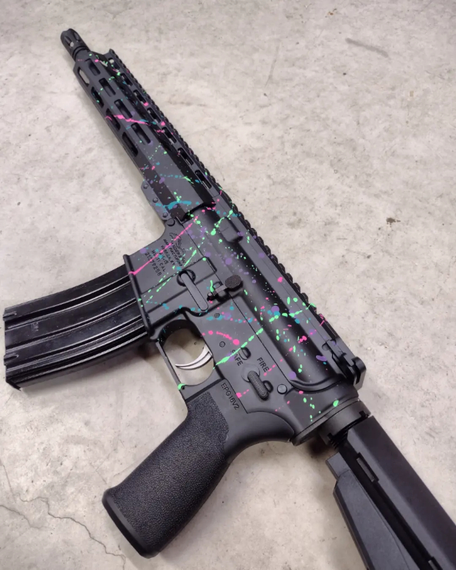Splatter Painted Rifles Throwback 80s Splatter Paint AR-15 | CERAKOTE®