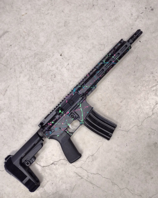 Splatter Painted Rifles Throwback 80s Splatter Paint AR-15 | CERAKOTE®