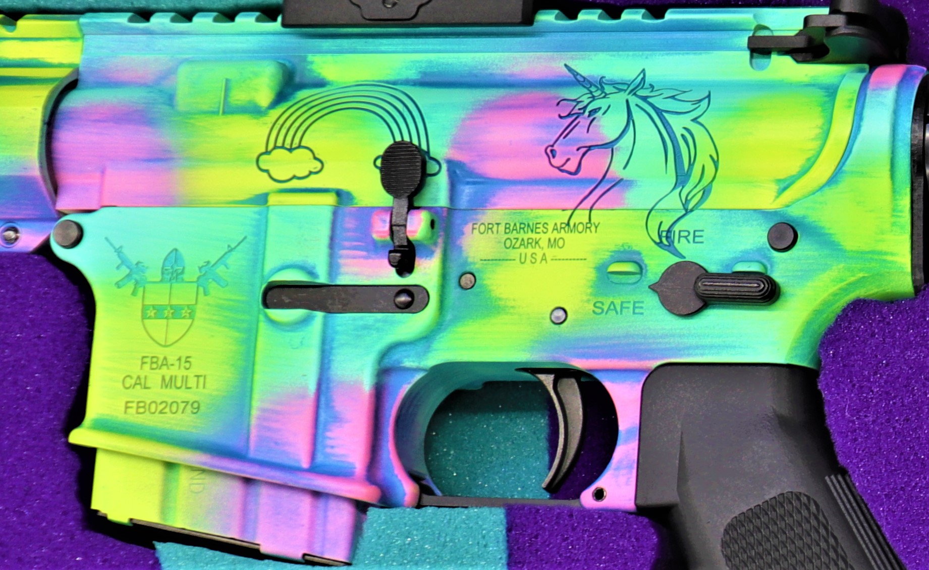 Ar 15 Blue Raspberry Bright Unicorn Ar Pistol coated in a Wild Purple, Blue Raspberry ...