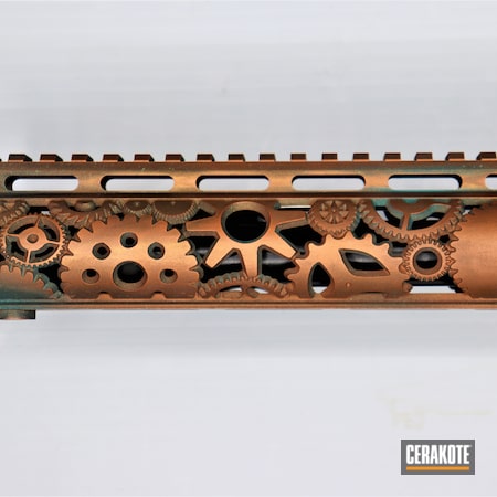 Powder Coating: Graphite Black H-146,AR Rifle,COPPER H-347,S.H.O.T,Deep Engraved,Steampunk,AR-15,Burnt Bronze H-148,Custom Handguard,Custom,PARAKEET GREEN H-331,AZTEC TEAL H-349