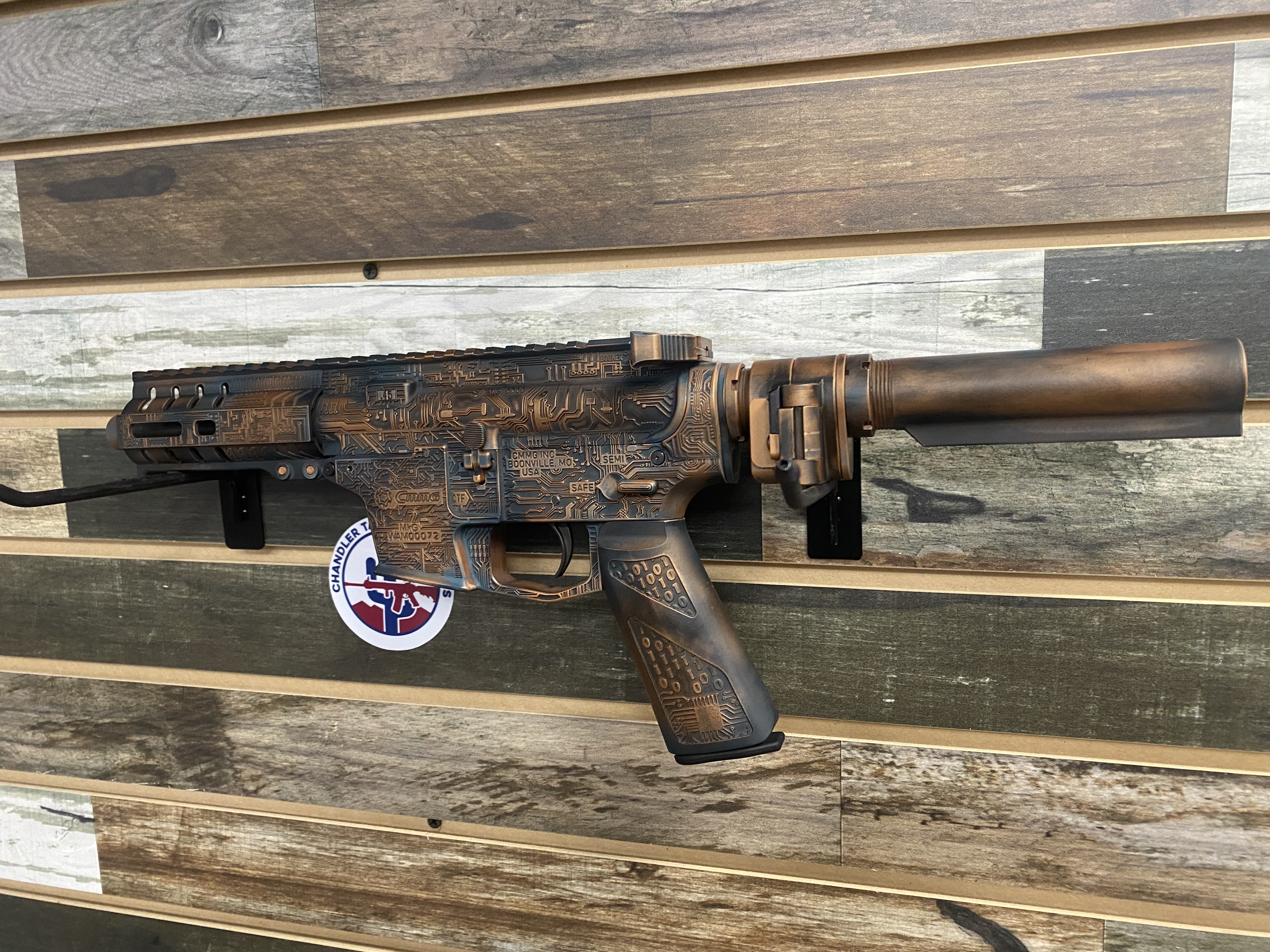 AR Rifle with Graphite Black, Aztec Teal and Copper | Cerakote