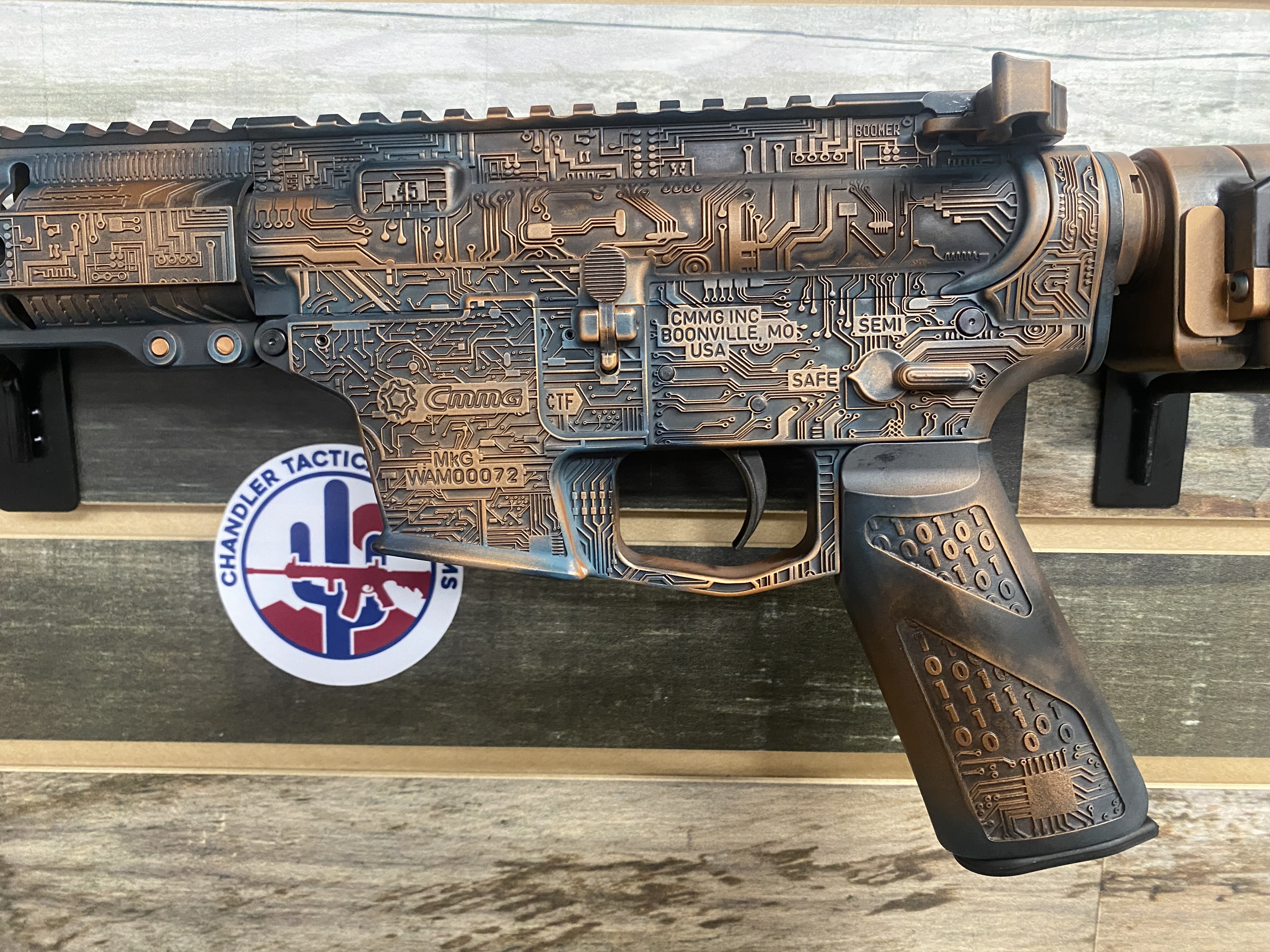 AR Rifle with Graphite Black, Aztec Teal and Copper | Cerakote