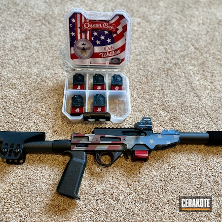 Powder Coating: Patriot Blue H-362,S.H.O.T,Competition Gun,Armor Black H-190,FROST H-312,Chassis,RUBY RED H-306,American Flag,Tungsten H-237,Battleworn,Distressed American Flag