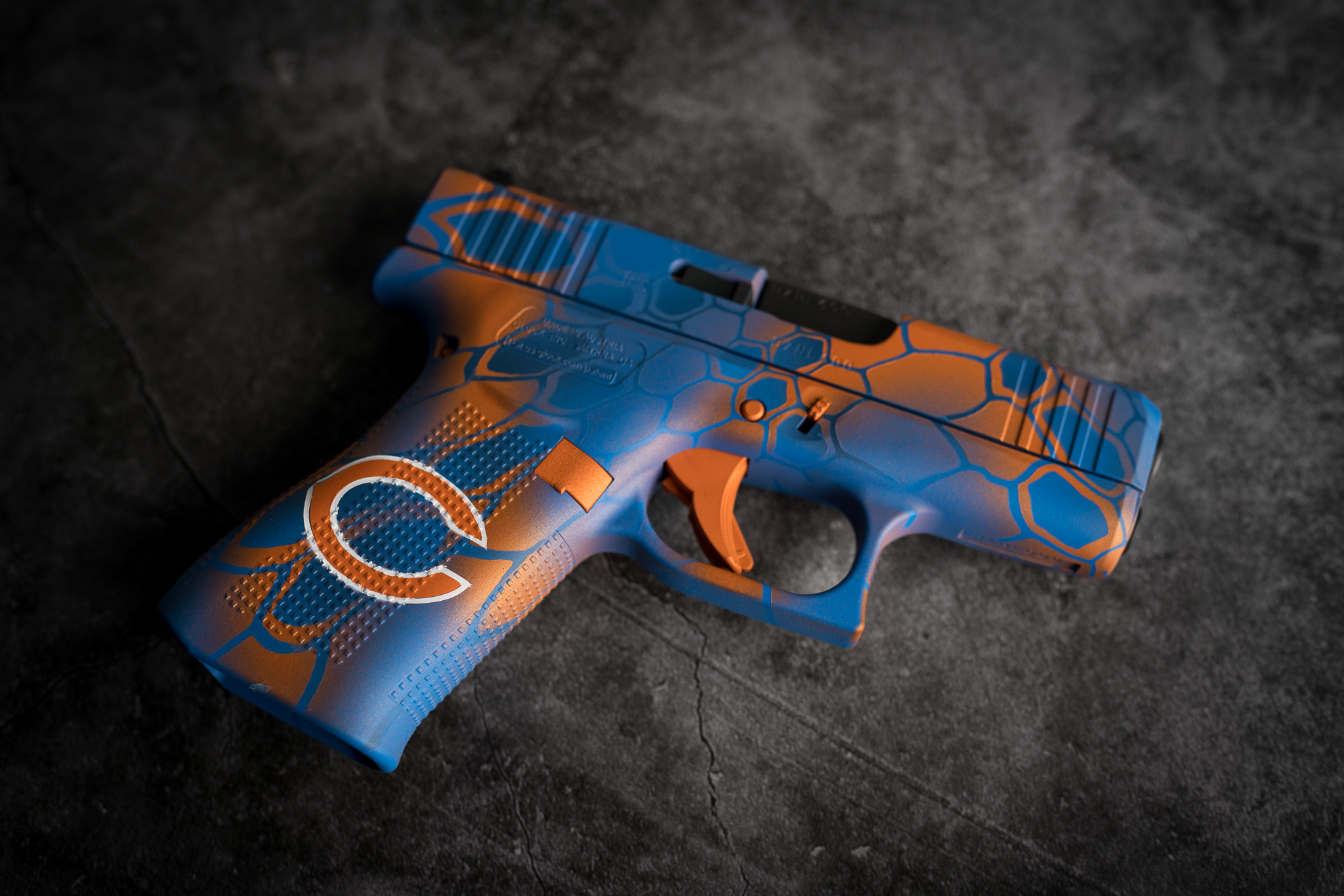Blue Raspberry Cerakote Custom Glock featuring Tequila Sunrise, Blue Raspberry and NRA Blue ...