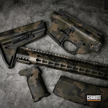 Cerakoted Woodland Camo Pattern In H-190, H-258, H-235 And H-236